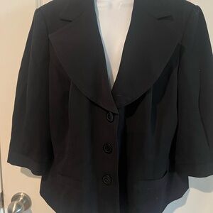Lane Bryant Black Short-Sleeve Notch-Lapel Blazer Jacket